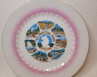 assiette souvenir touristique vintage du parc national de Yellowstone 10"