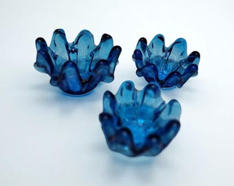 Ensemble de 3 bols gigognes design Splash en verre de Murano bleu