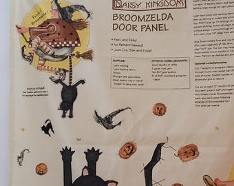 Balai Daisy Kingdom Zelda Automne, sorcière, citrouilles Panneau de porte en tissu découpé et cousu
