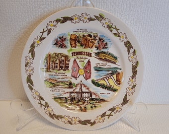 Vintage State of Tennessee Tourist Souvenir Plate 9"