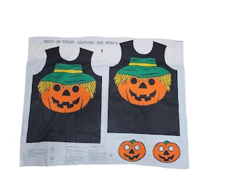 Vintage Child's Halloween Pumpkin Costume Cut And Sew Fabric Panel
