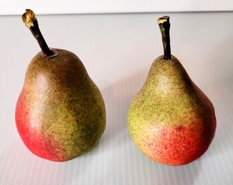 Artificial Food Faux Fruit 2 Miniature Fall/Autumn Harvest Pears  2.5"