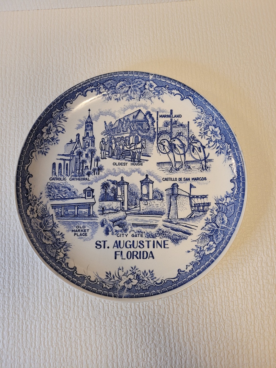 Vintage St. Augustine Florida Souvenir Plate 9.5 Etsy