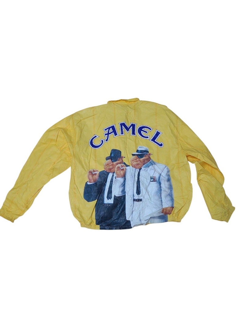 VTG 1992 Joe Camel Tyvek Zip Up Windbreaker Jacket Taille XL Jaune Léger image 1