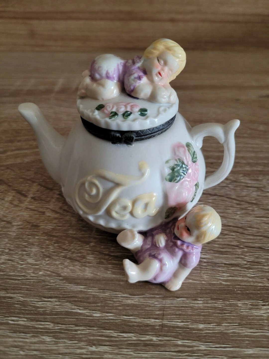 Vintage Porcelain Teapot Trinket Box 2 Small Girls on and Etsy