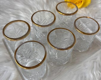 B-STOCK GOLD RAND mini water glass for the groom's coffee | Shot glass | Türk Kahvesi yanı su bardağı B kalite!