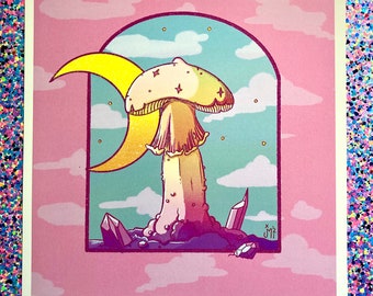 Crystal Mushroom Celestial 8x8inch Print