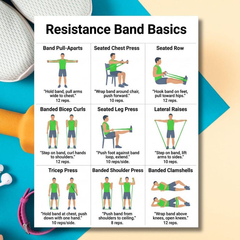 Banded Exercise Workout Resistance Band Exercises for Beginners, Full Body Workout Chart PDF ...