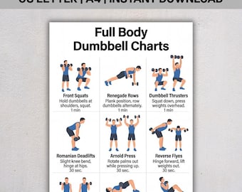 Hantel Ganzkörpertraining, Krafttraining Diagramm PDF, Hantel Übung Poster, Home Gym Routine, kostenlos Gewicht Fitness, Instant Download