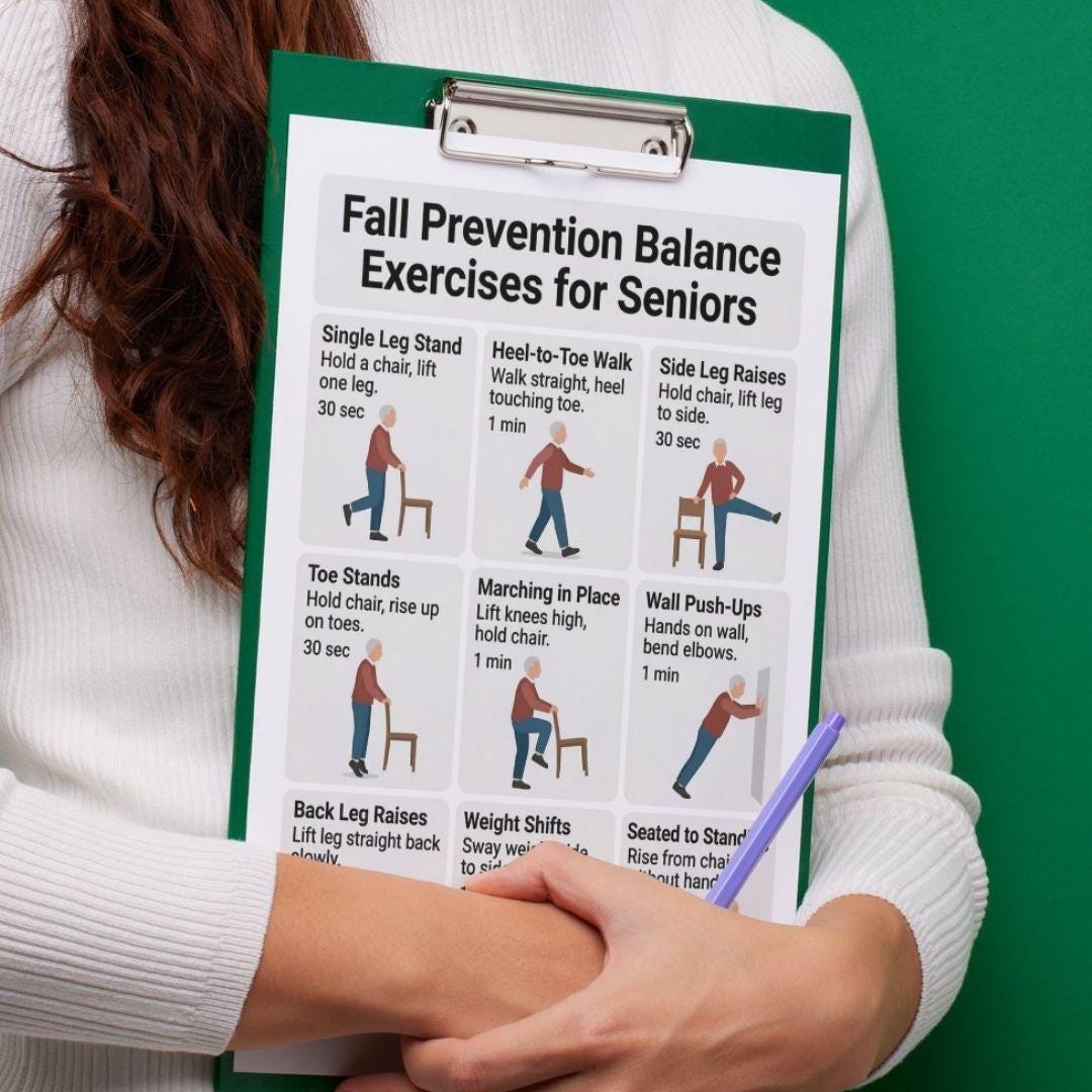 Fall Back Exercise Fall Prevention Exercises for Seniors, Printable PDF, Senior Balance ...