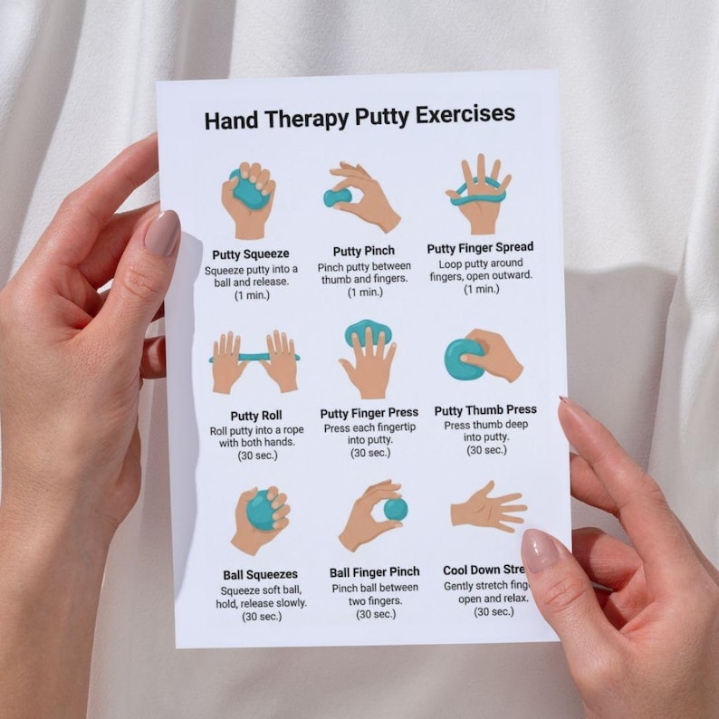 Hand Therapy Putty Exercises PDF, Finger Strengthening Routine Chart ...