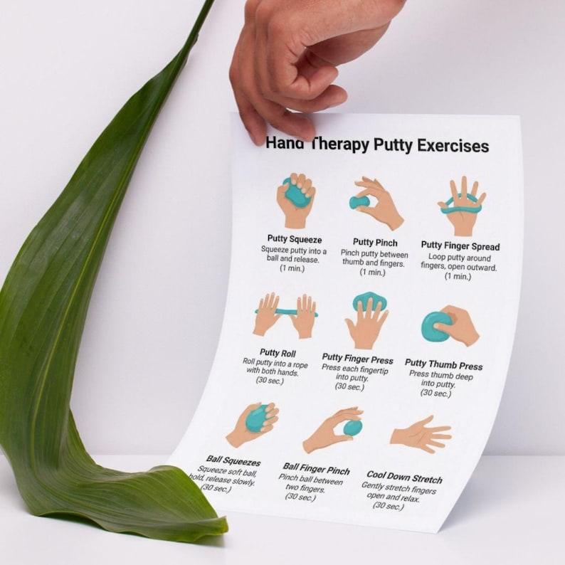 Hand Therapy Putty Exercises PDF, Finger Strengthening Routine Chart ...