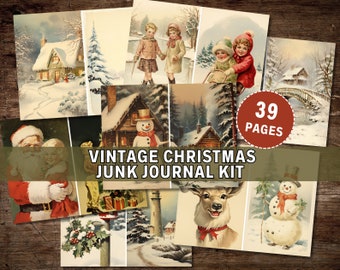 Classic Christmas Mega Junk Journal Kit, Digital Download, Printable Pages, Victorian Ephemera Backgrounds, Scrapbook Paper, Vintage Festive