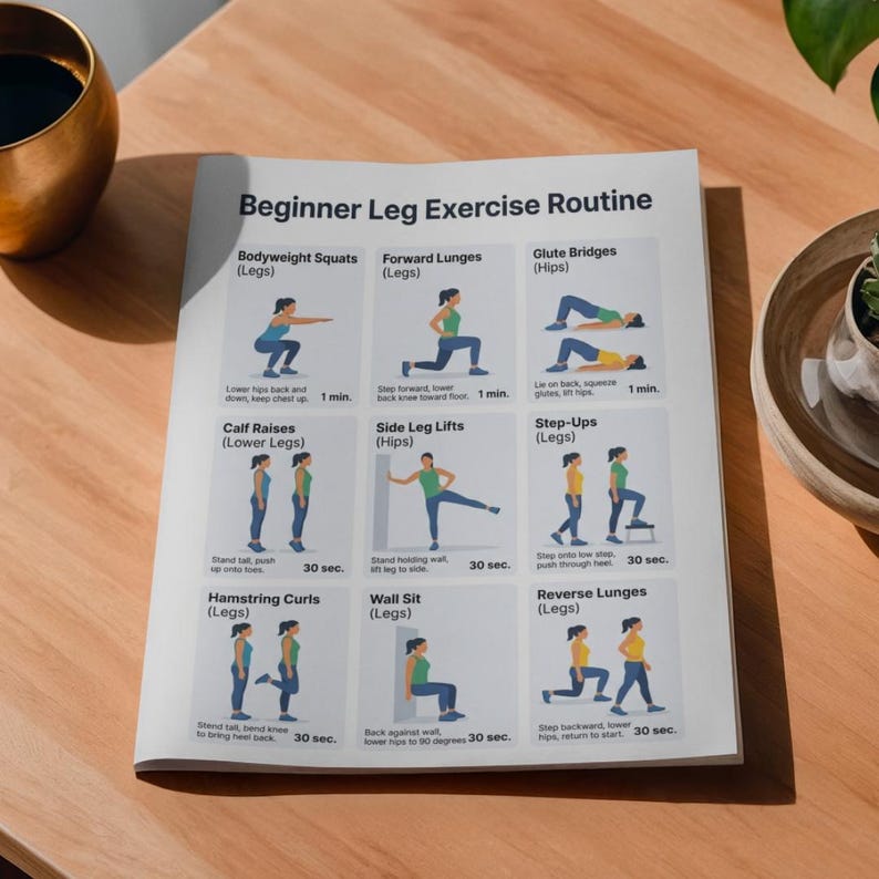 Beginner Leg Exercise Routine PDF, Lower Body Workout, Leg Day for ...