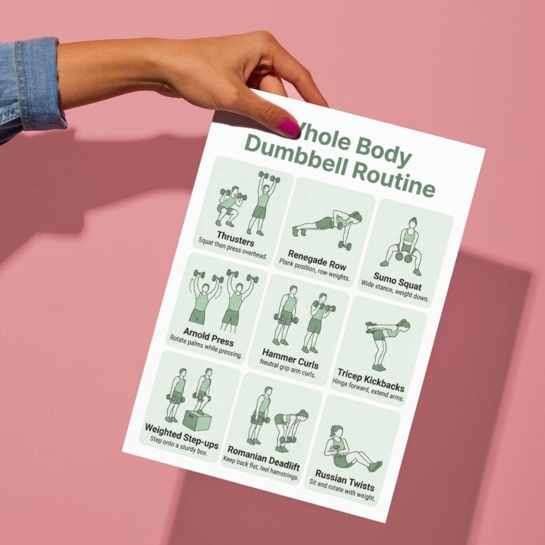 Whole Body Dumbbell Workout Routine, Full Body Dumbbell Exercise Chart ...