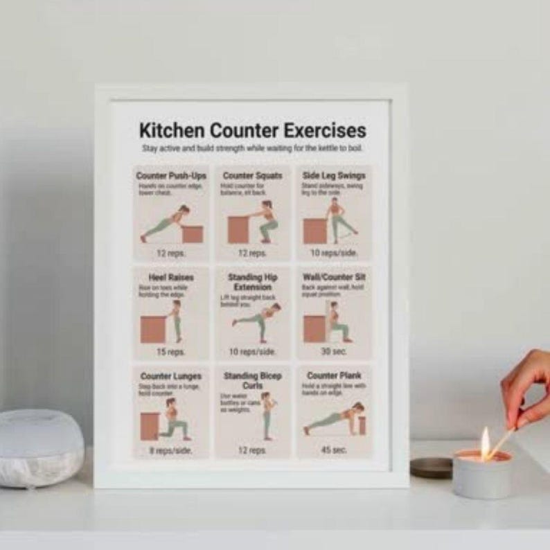 Exercise Count Chart Kitchen Counter Workout for Seniors, Easy Standing Exercises PDF ...