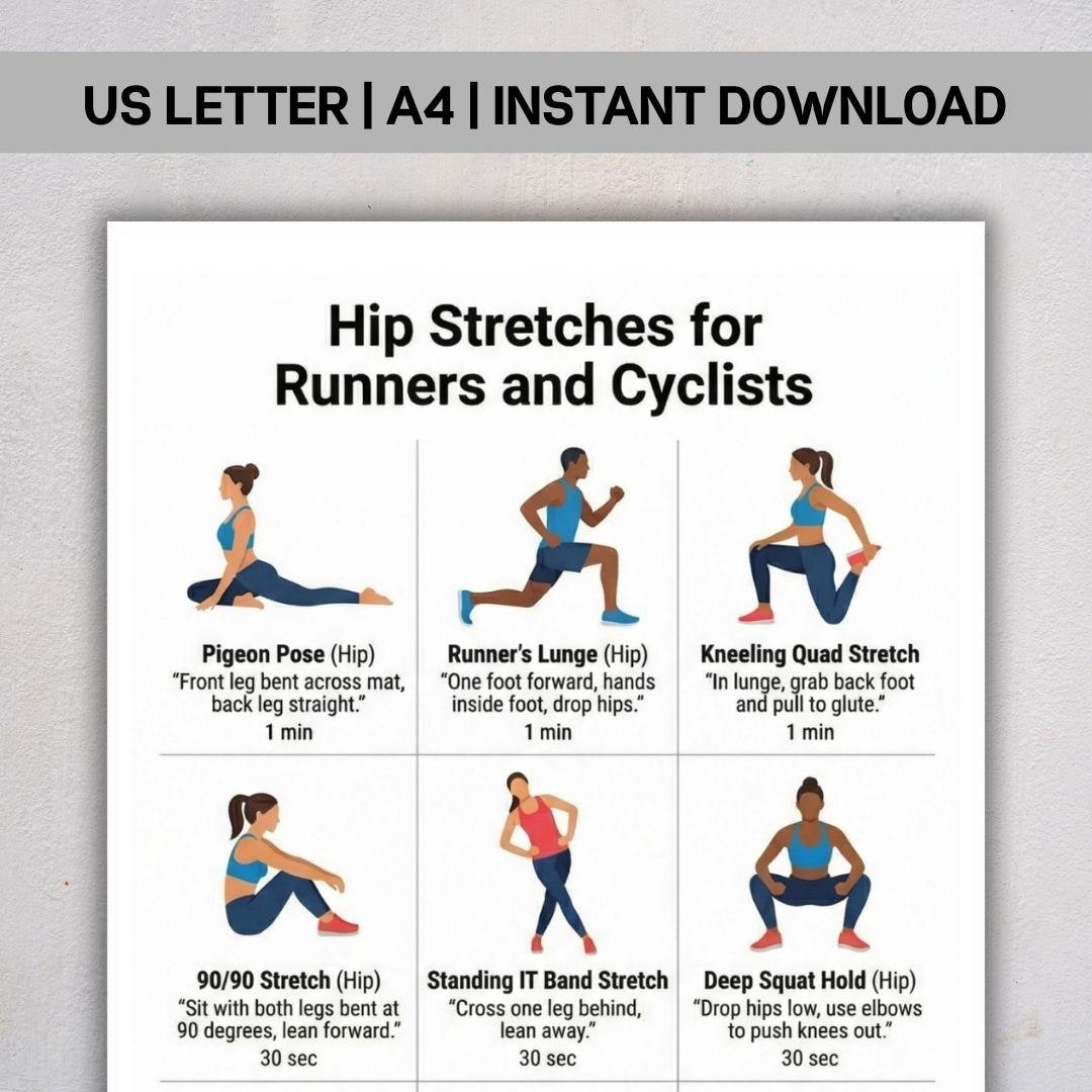Hip Stretches for Runners and Cyclists PDF, Athletic Recovery, Cycling