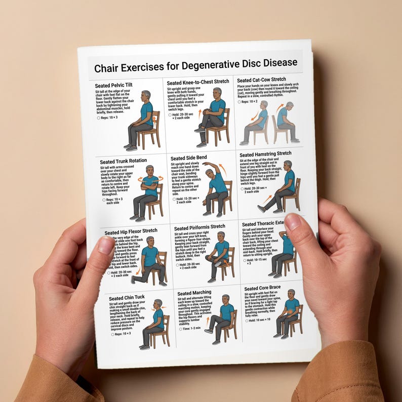 Chair Exercises for Degenerative Disc Disease PDF, Seated Spine Relief ...