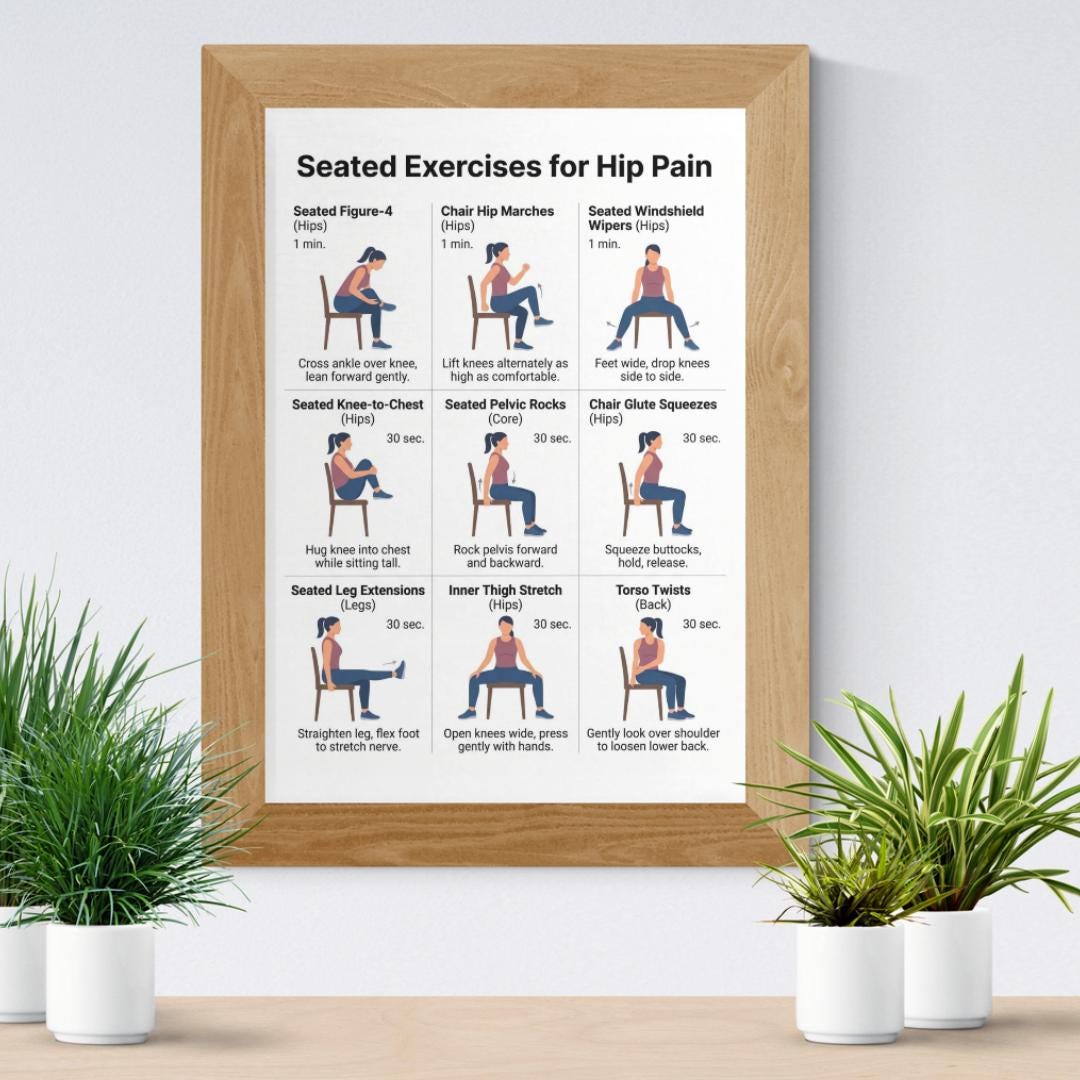 Seated Exercises for Hip Pain, Chair Exercise PDF for Seniors, Gentle ...