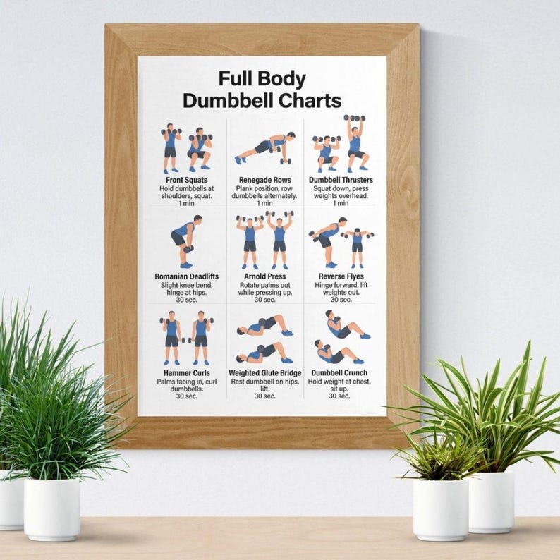 Dumbbell Full Body Workout, Strength Training Chart PDF, Dumbbell ...