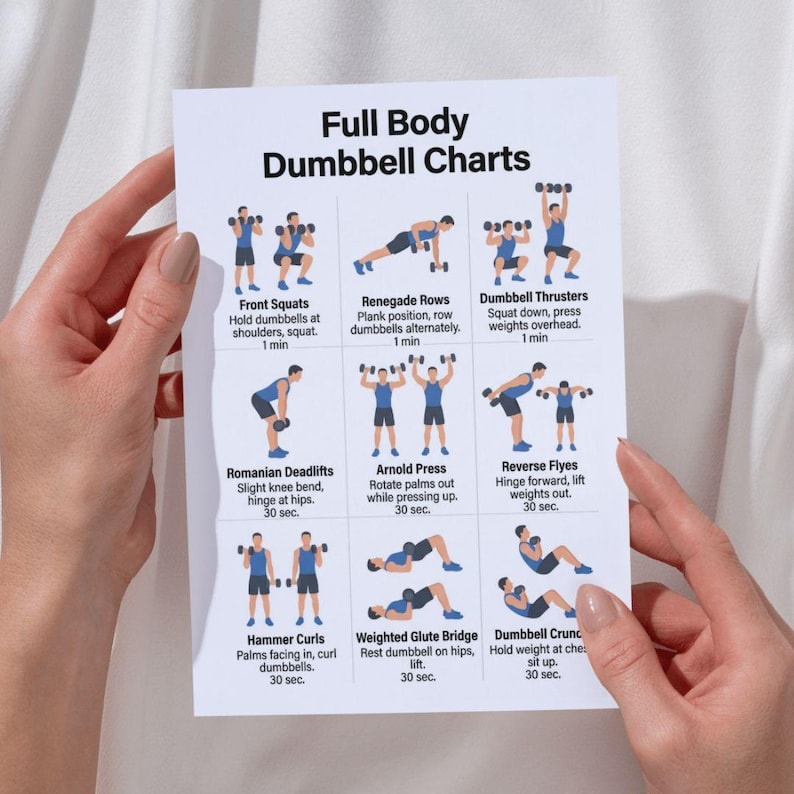 Dumbbell Full Body Workout, Strength Training Chart PDF, Dumbbell ...