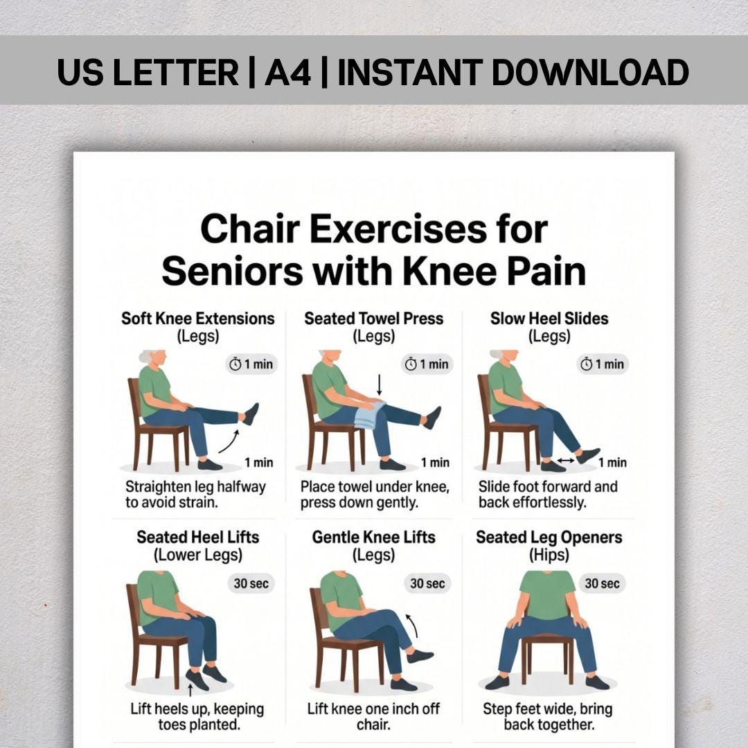 Chair Exercises for Seniors With Knee Pain PDF, Seated Workout for ...