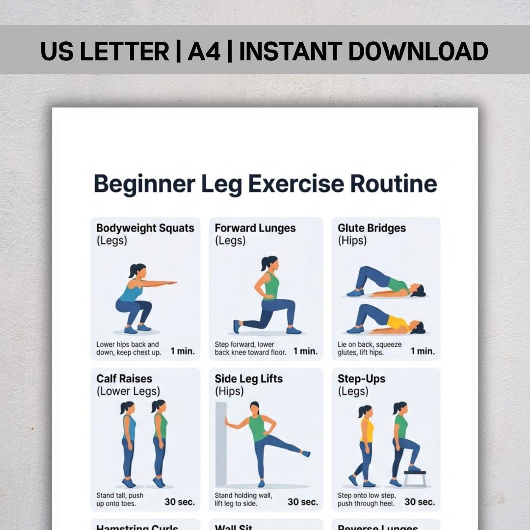 Leg Workout Plan.pdf Beginner Leg Exercise Routine PDF, Lower Body Workout, Leg Day for ...