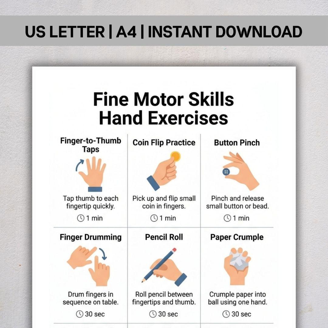 Hand Task Fine Motor Skills Hand Exercises PDF, Hand Strengthening Routine ...