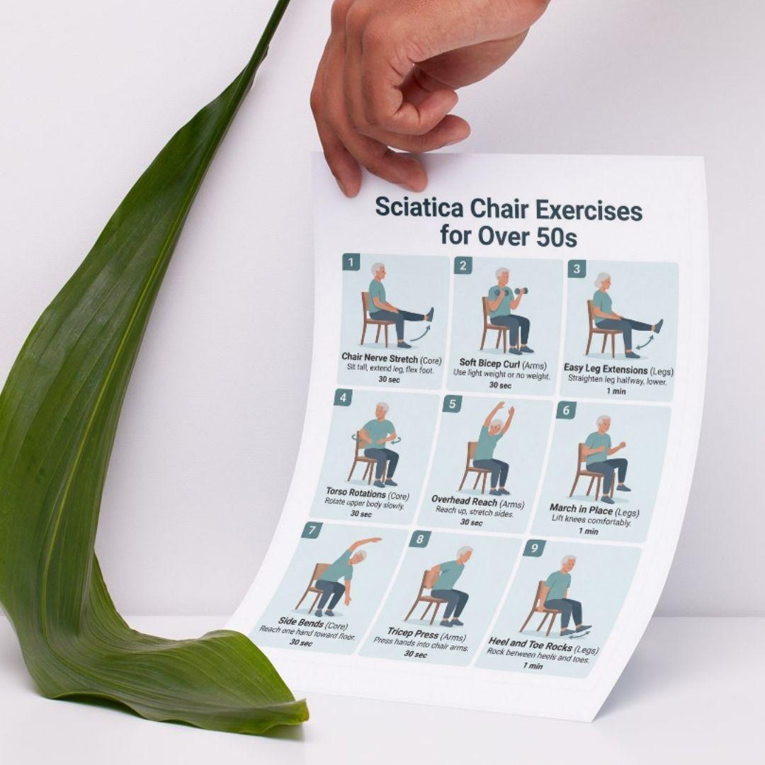 Sciatica Chair Exercises for Over 50s PDF, Sciatic Nerve Pain Relief ...