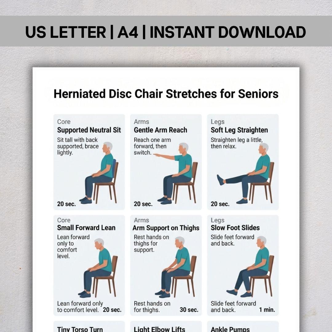 Herniated Disc Chair Stretches for Seniors PDF, Sciatica Relief ...