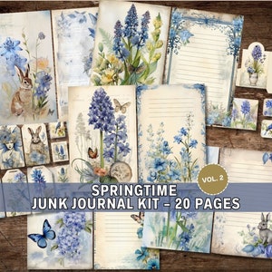 Spring Junk Journal Kit Vol 2, Digital Download, Printable Pages, Vintage Ephemera, Embellishments, Botanical, Garden, Cottage, Scrapbook