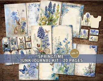 Spring Junk Journal Kit Vol 2, Digital Download, Printable Pages, Vintage Ephemera, Embellishments, Botanical, Garden, Cottage, Scrapbook