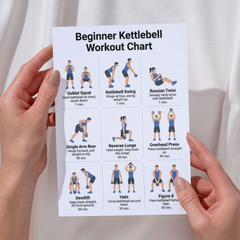 Kettlebell Full Body Exercises Chart PDF, Kettlebell Workout Guide