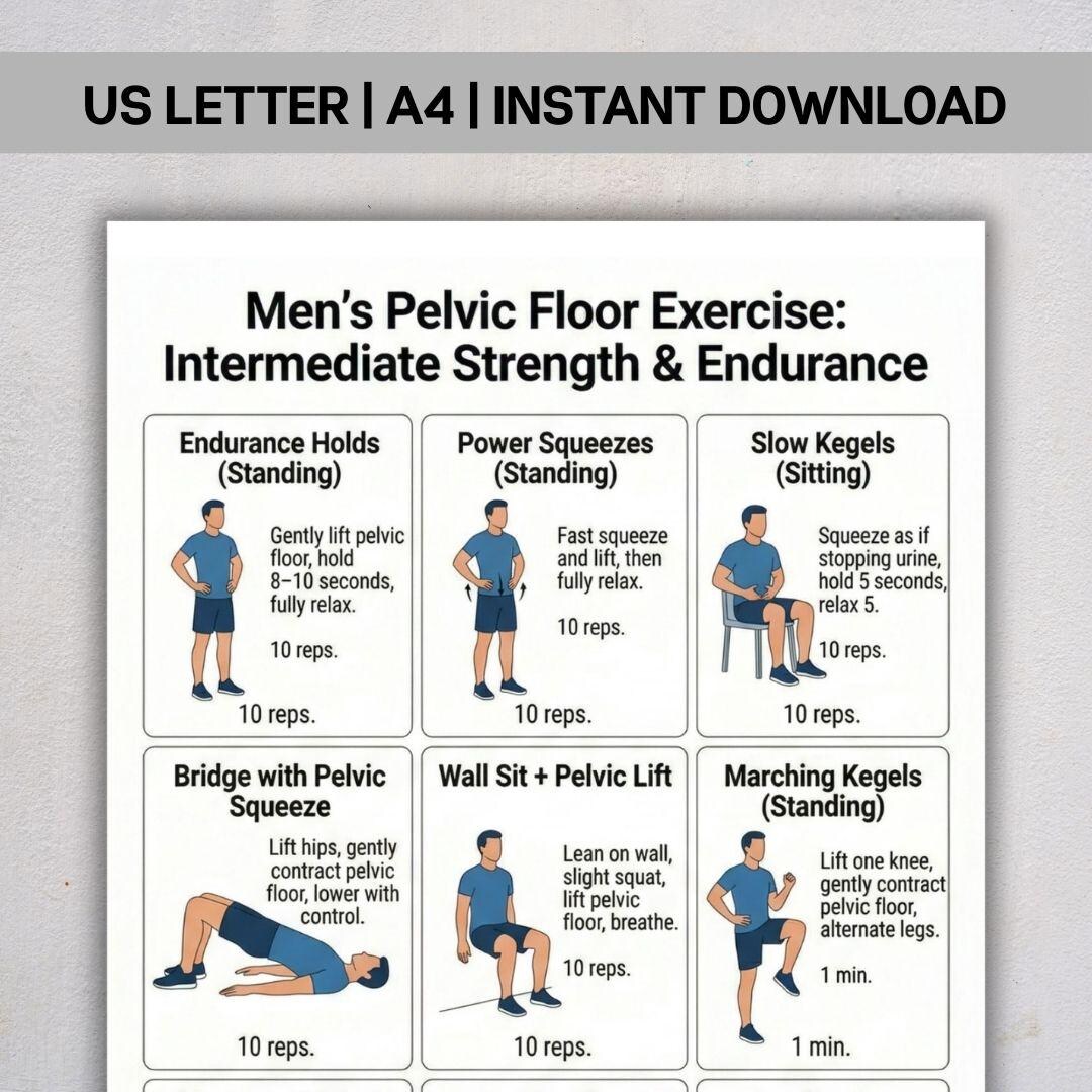 Men's Pelvic Floor Exercises Intermediate, Exercise for Men PDF, Pelvic ...