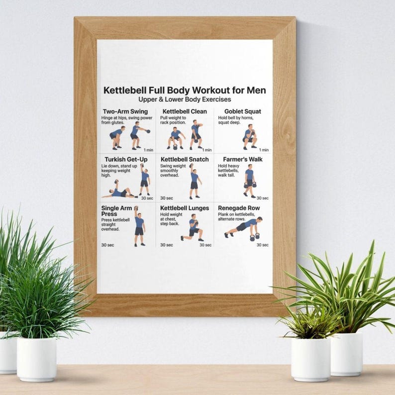 Kettlebell Full Body Workout for Men, Kettlebell Exercise Chart PDF