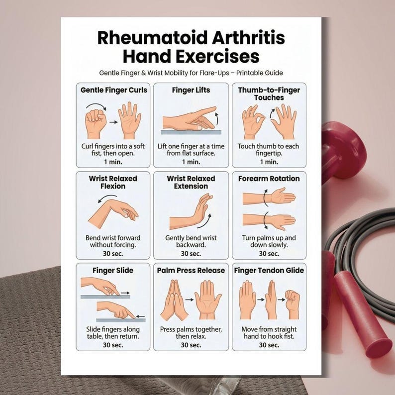 Rheumatoid Arthritis Hand Exercises PDF, Joint-friendly Stretch Chart ...