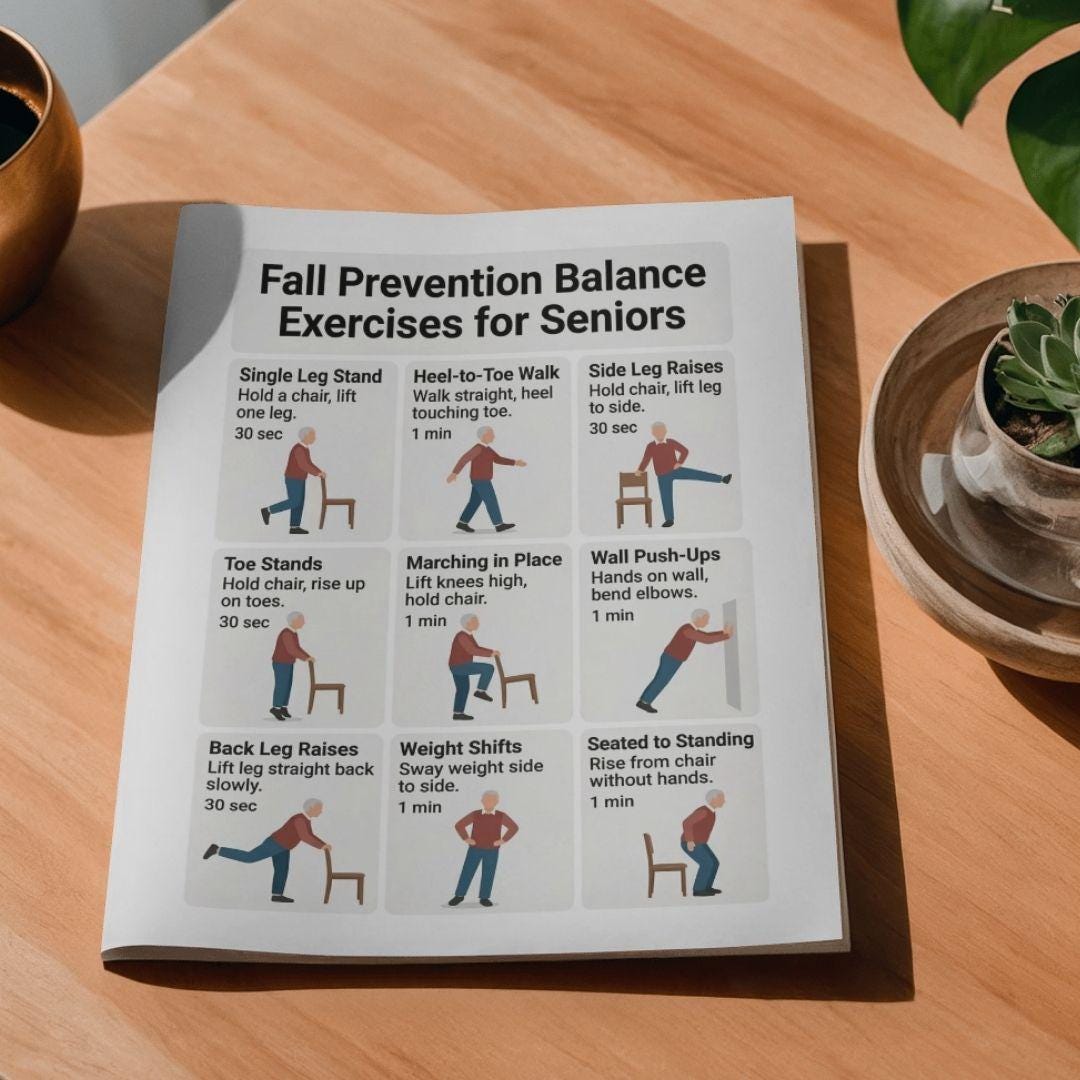 Fall Back Exercise Fall Prevention Exercises for Seniors, Printable PDF, Senior Balance ...