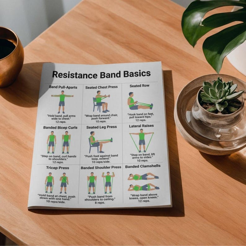 Banded Exercise Workout Resistance Band Exercises for Beginners, Full Body Workout Chart PDF ...