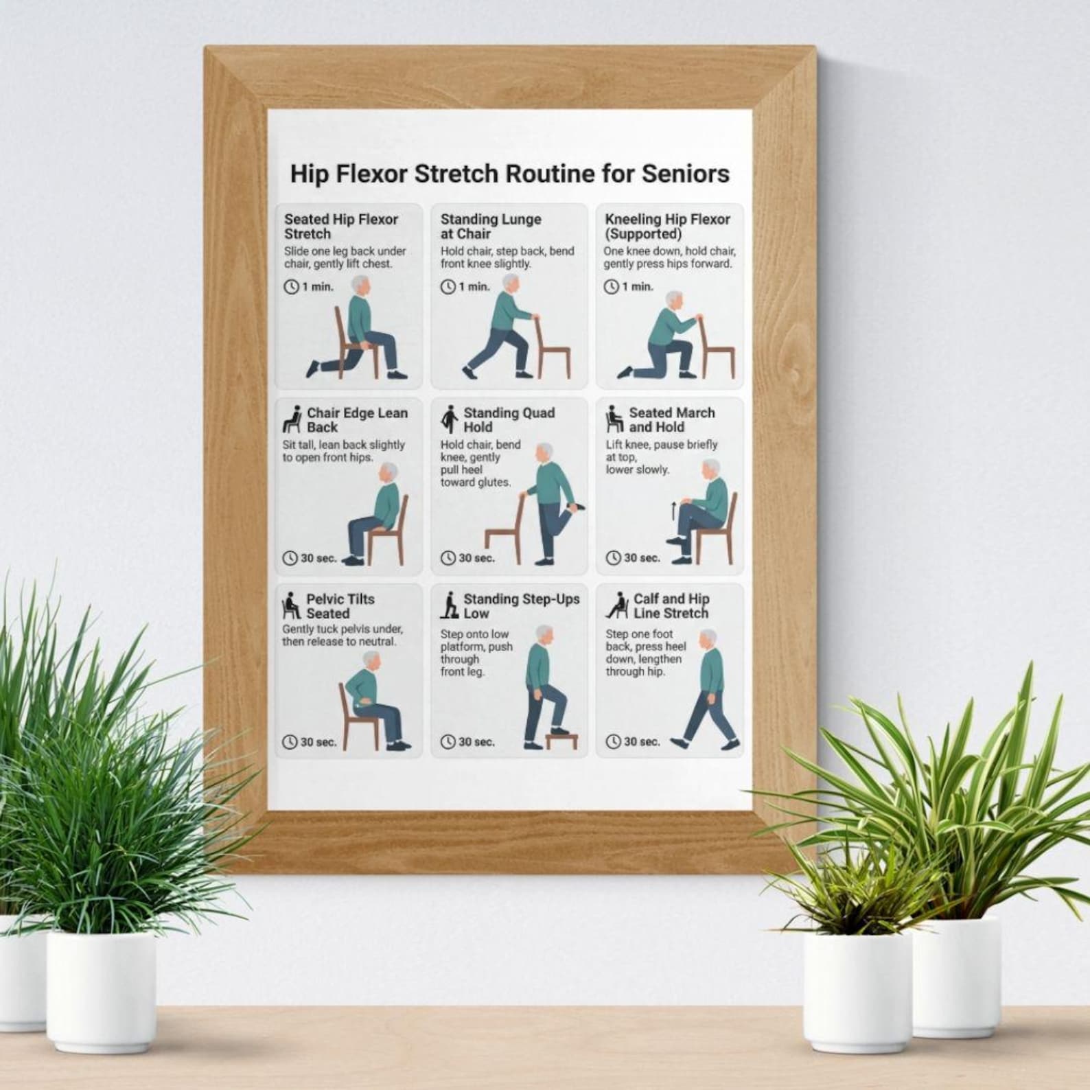 Hip Flexor Stretch Routine Printable PDF, Flexibility Exercise Chart ...