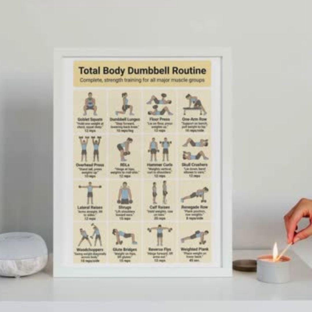 Total Body Dumbbell Workout, Full Body Dumbbell Exercise Chart PDF ...