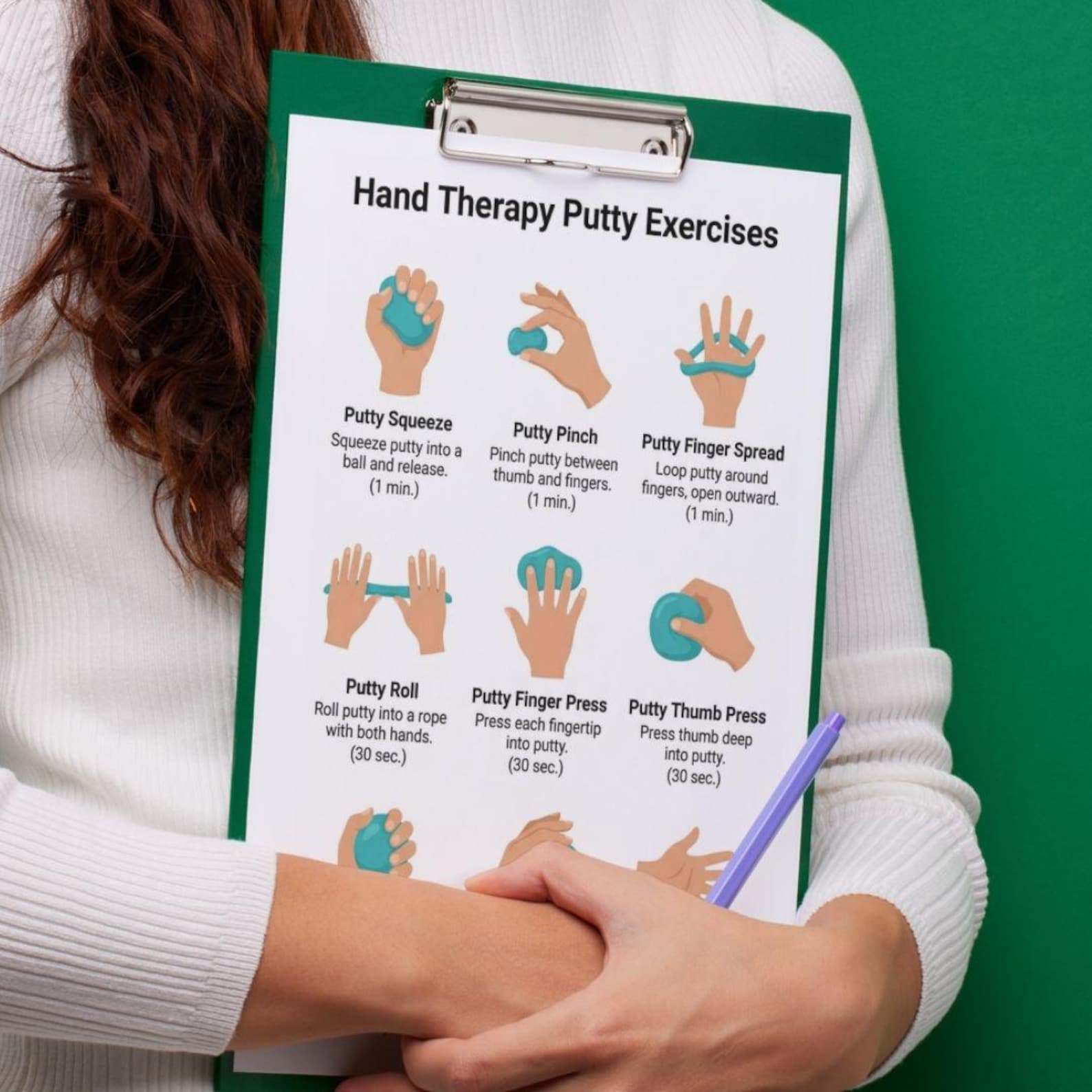 Hand Therapy Putty Exercises PDF, Finger Strengthening Routine Chart ...