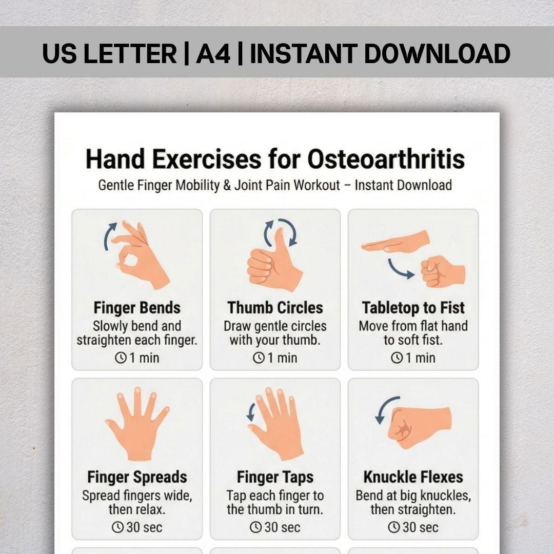 Hand Exercises for Osteoarthritis PDF, Arthritis Relief Printable ...