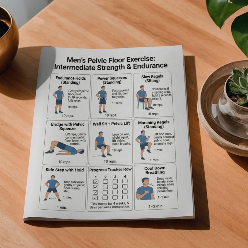Men's Pelvic Floor Exercises Intermediate, Exercise for Men PDF, Pelvic ...