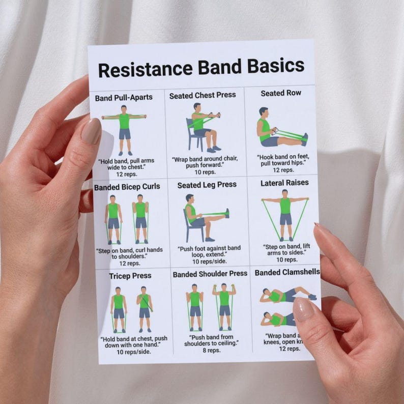 Banded Exercise Workout Resistance Band Exercises for Beginners, Full Body Workout Chart PDF ...