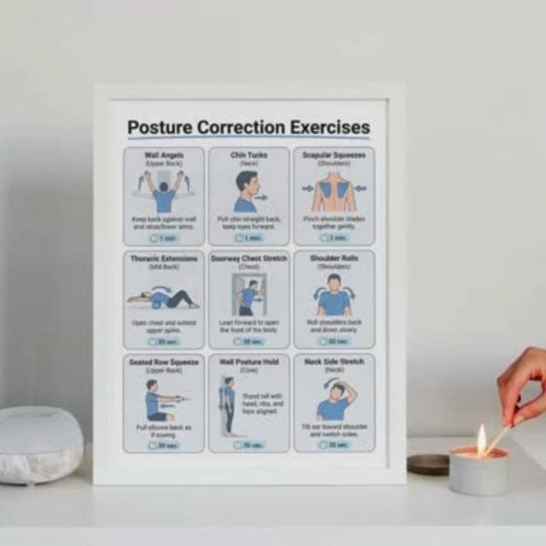 Posture Correction Exercises Printable PDF, Posture Fix Workout Chart ...