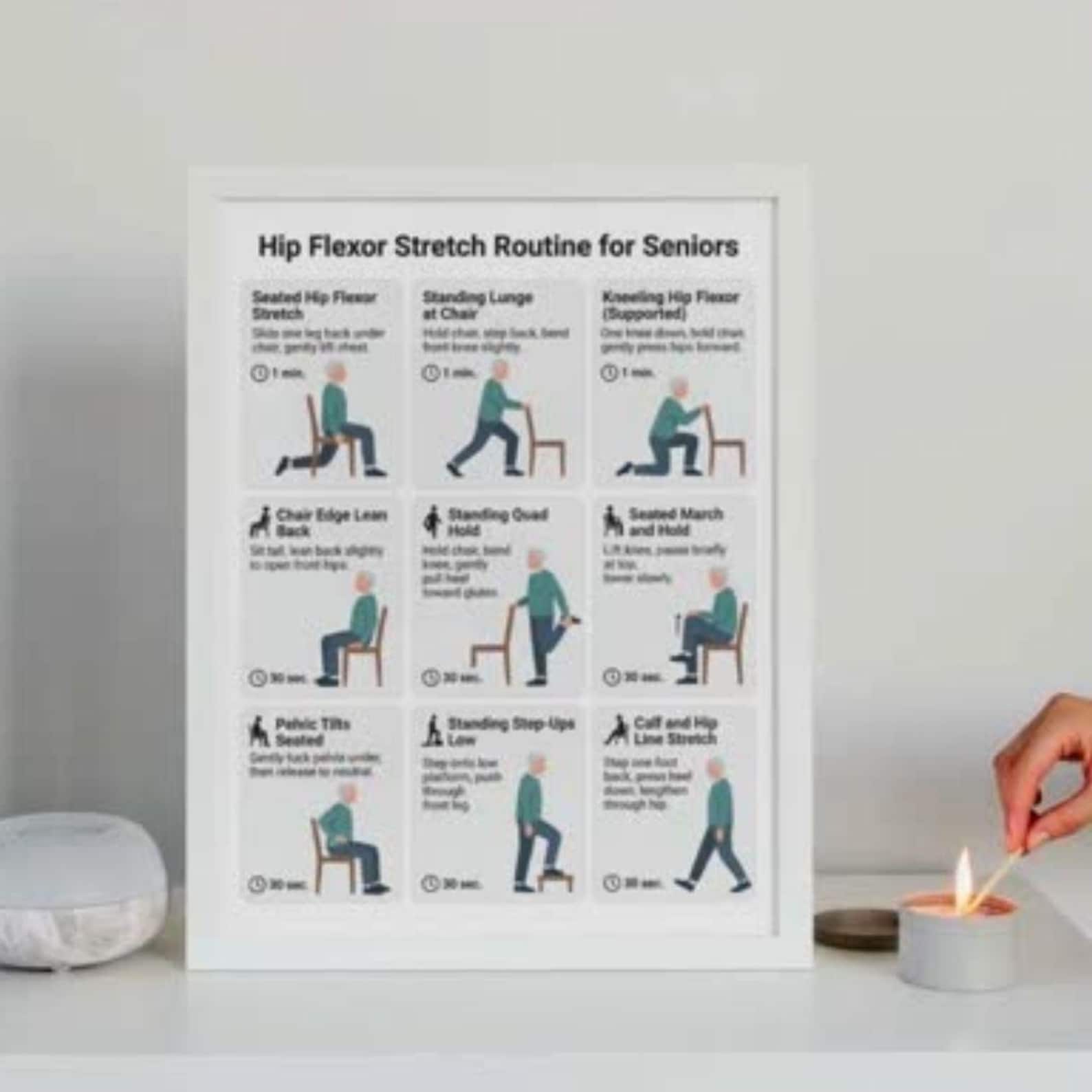 Hip Flexor Stretch Routine Printable PDF, Flexibility Exercise Chart ...