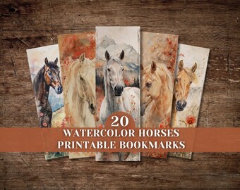 Watercolor Horses Printable Bookmark Set, Digital Download, Yellowstone, Native American Bookmark, Reading Accessories for Book Lovers