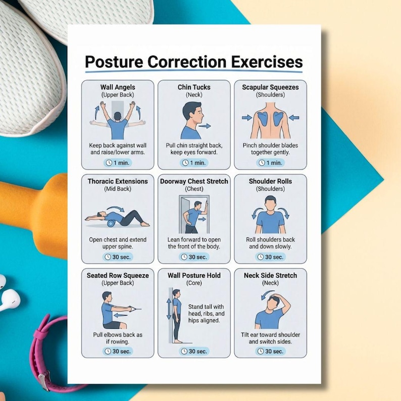 Posture Support Instructions.pdf Posture Correction Exercises Printable PDF, Posture Fix Workout Chart ...