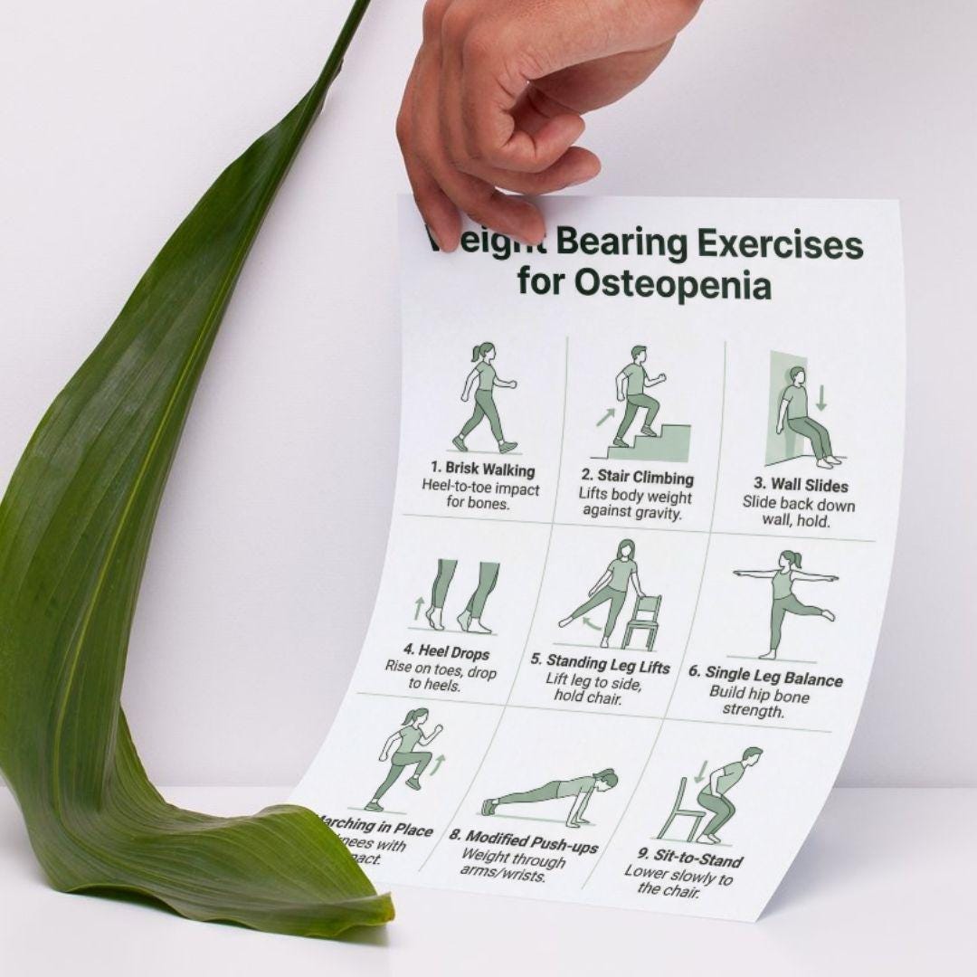 Weight Bearing Exercises for Osteopenia, Bone Health Workout Chart PDF ...