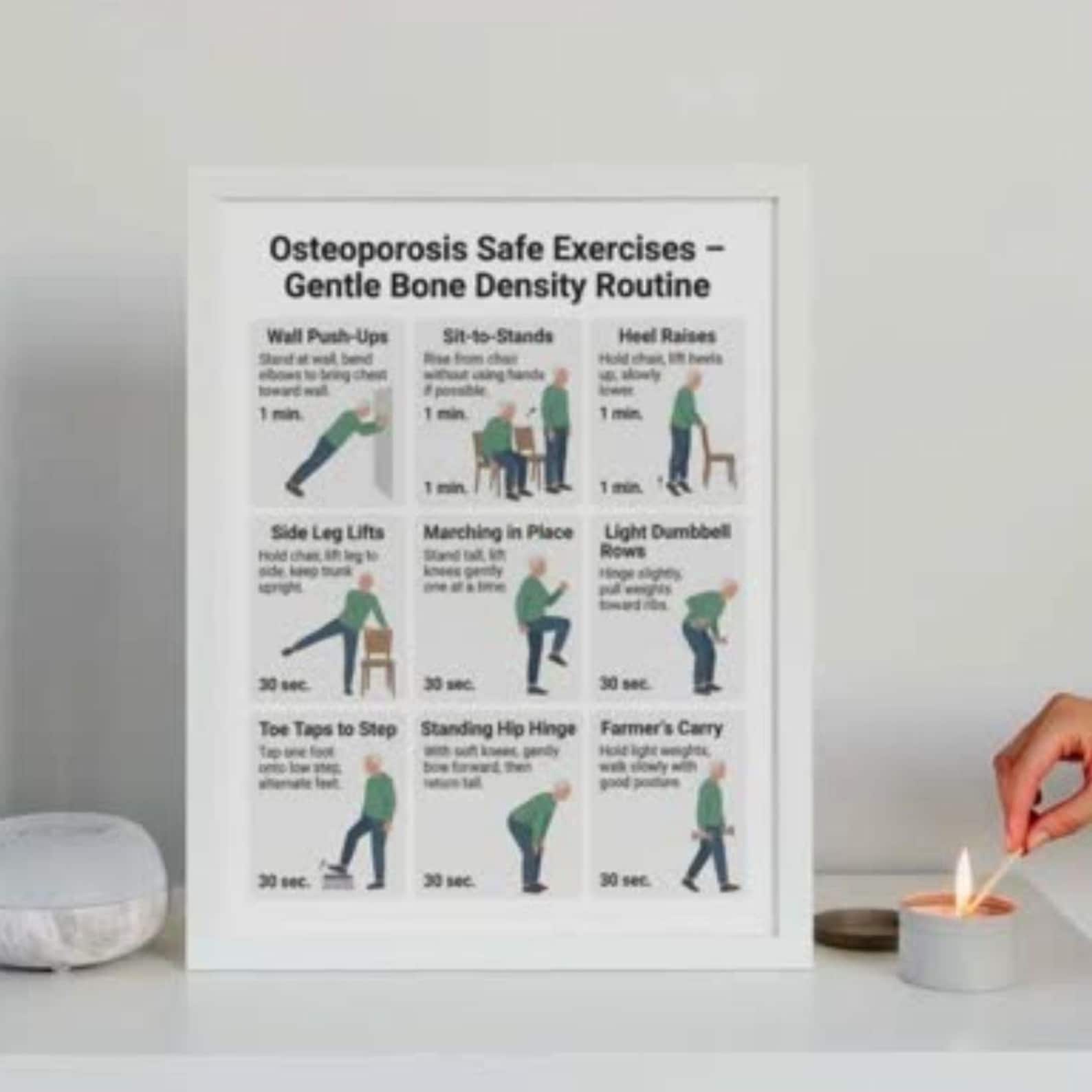 Osteoporosis Safe Exercises Printable PDF, Bone Density Workout Chart ...